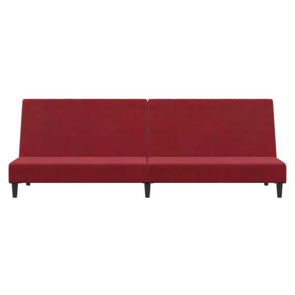 vidaXL Schlafsofa 2-Sitzer Weinrot Samt