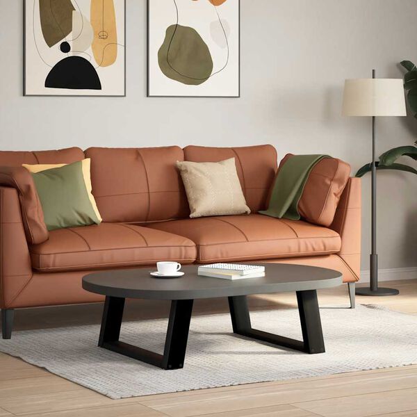 vidaXL Couchtischbeine U-Form 2 Stk. Schwarz 60x(30-31) cm Stahl