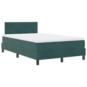 vidaXL LED Boxspringbett mit Matratze Dunkelgr&uuml;n 120 x 200 cm Samt
