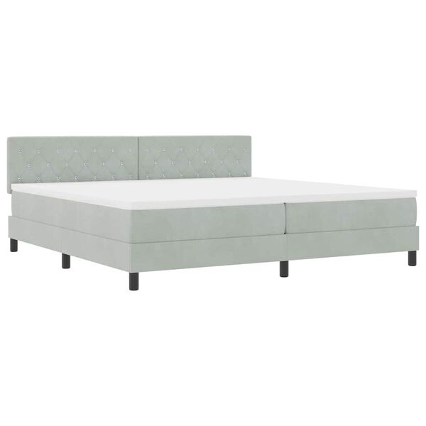 vidaXL Boxspringbett mit Matratze Hellgrau 200 x 200 cm Samt