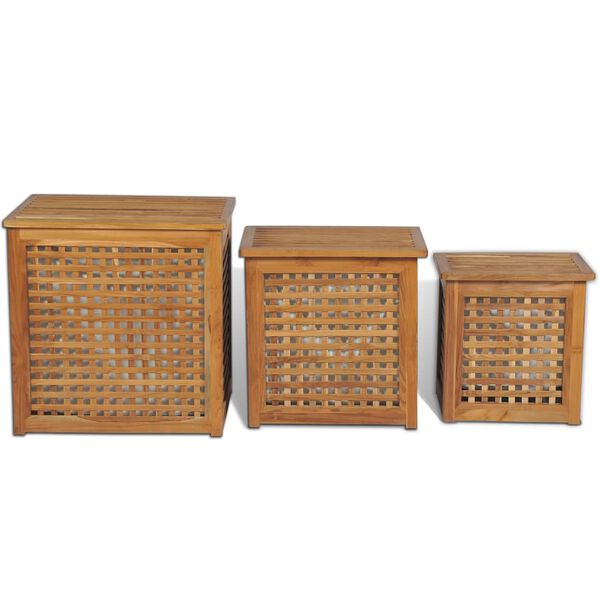 vidaXL W&auml;schekorb-Set 3-tlg. Teak