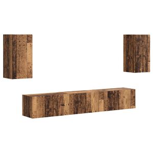 vidaXL TV-Schrankset Wandmontiert 5 pcs Altholz Holzwerkstoff