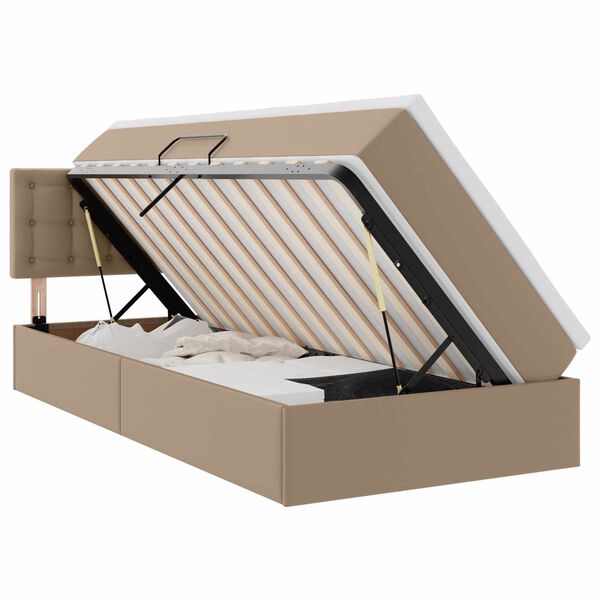 vidaXL Bett mit Stauraum und LED Cappuccino 90 x 190 cm Kunstleder