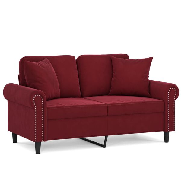 vidaXL 2-Sitzer-Sofa mit Kissen Weinrot 120 cm Samt