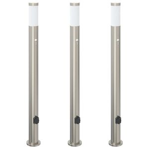 vidaXL Pollerleuchten mit Sensor&Steckdose 3er 110 cm Edelstahl IP44