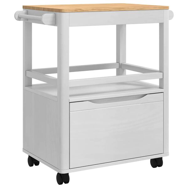 vidaXL K&uuml;chentrolley FLORO Wei&szlig; 72,5 x 45 x 80 cm Massivholz Kiefer