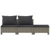 vidaXL 3-tlg. Garten-Lounge-Set mit Kissen Grau Poly Rattan
