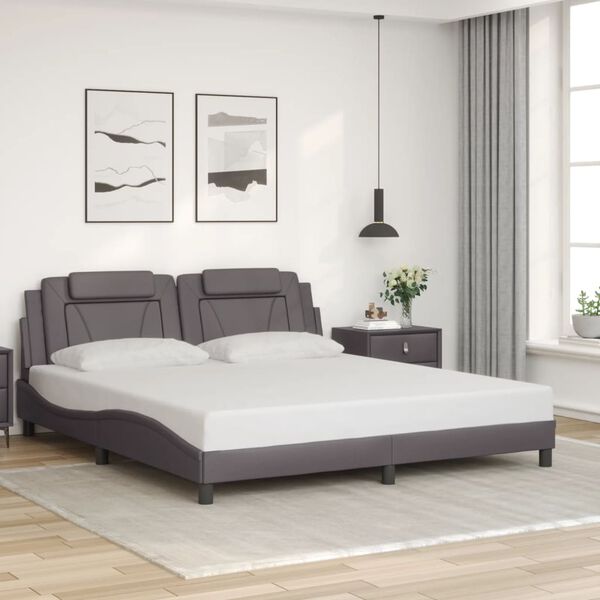 vidaXL Bettgestell "Viana" mit LED ohne Matratze Grau 180x200 cm