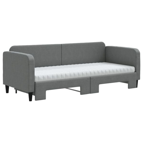 vidaXL Tagesbett Ausziehbar mit Matratzen Dunkelgrau 80x200 cm Stoff