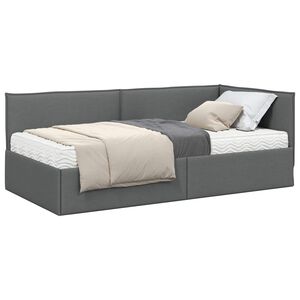 vidaXL Eckbettgestell mit Matratze 2 stk. Dunkelgrau 90 x 190 cm Samt