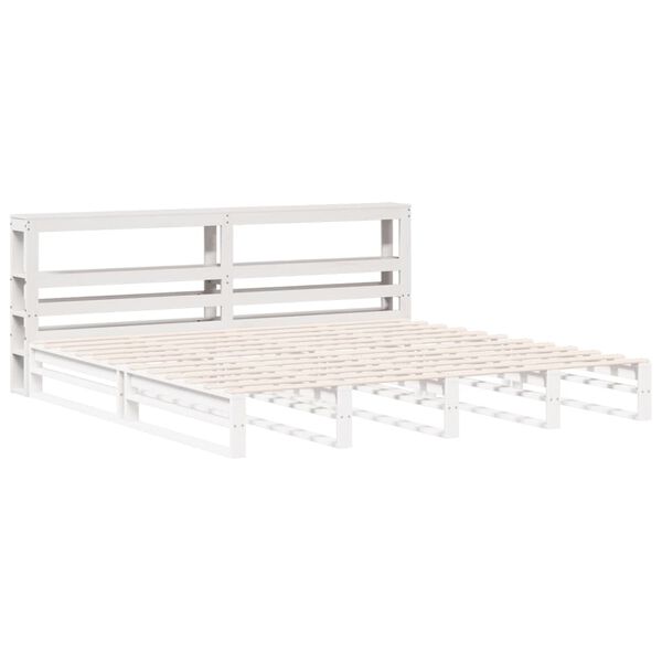 vidaXL Kopfteil mit Ablagen Wei&szlig; 180 cm Massivholz Kiefer