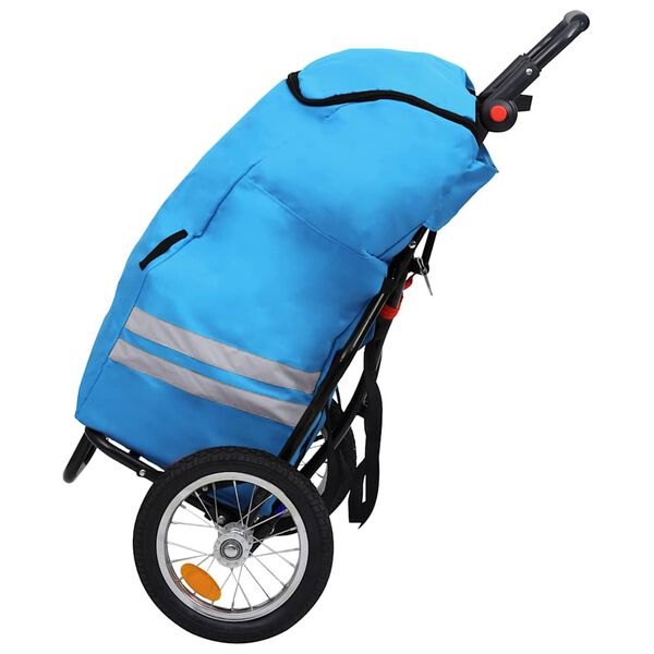vidaXL Fahrradanh&auml;nger mit Einkaufstrolley Klappbar Blau und Schwarz