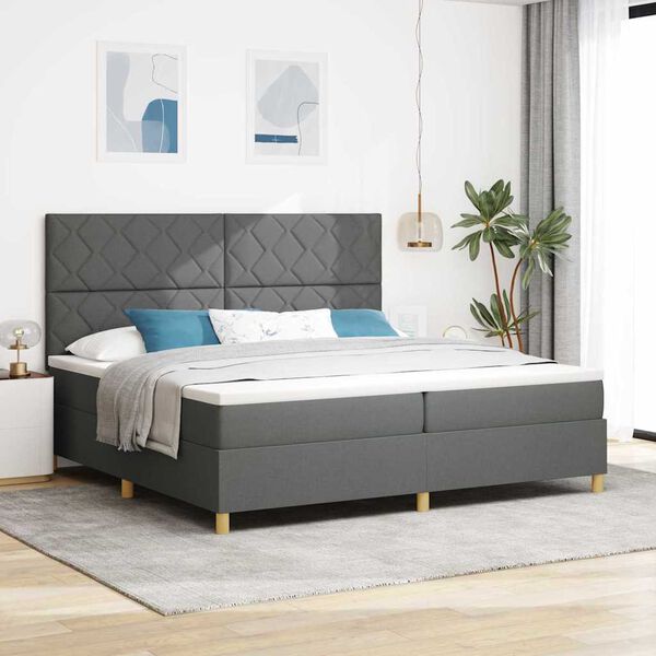 vidaXL LED Boxspringbett mit Matratze Dunkelgrau 200 x 200 cm Stoff