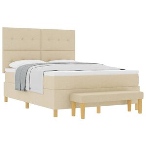 vidaXL Boxspringbett mit Matratze Creme 140 x 200 cm Stoff