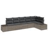 vidaXL Garten-Sofa-Set mit Kissen mit Speicher 6 pcs Grau Poly-Rattan