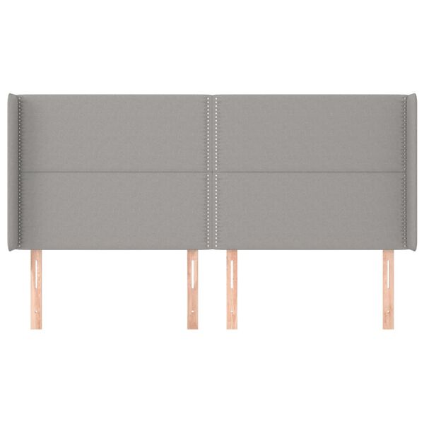vidaXL Kopfteil mit Ohren Hellgrau 183x16x118/128 cm Stoff