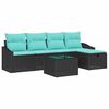 vidaXL Sofa Set mit Kissen mit Speicher 6 pcs Schwarz Poly-Rattan