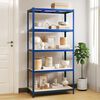 vidaXL Lagerregal mit 5 B&ouml;den Blau Stahl & Holzwerkstoff