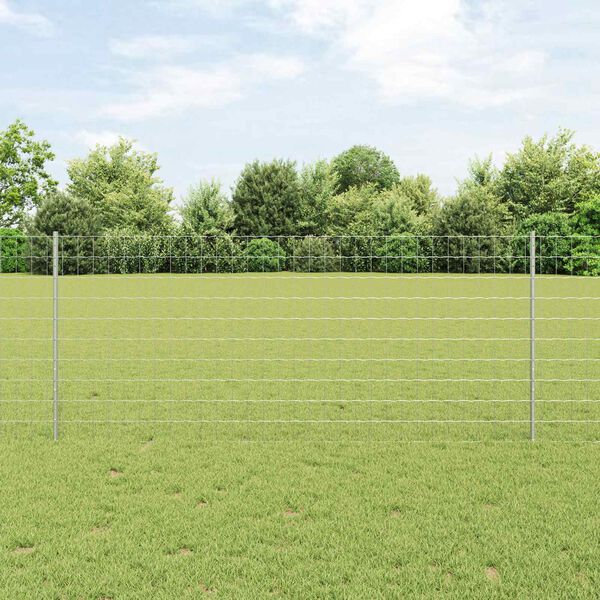 vidaXL Zaun mit Pfosten Silber 1 x 25 m Stahl