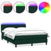 vidaXL Boxspringbett mit Matratze & LED Dunkelgr&uuml;n 160x210 cm Samt