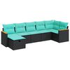 vidaXL 7-tlg. Garten-Sofagarnitur mit Kissen Schwarz Poly Rattan