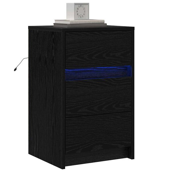 vidaXL Nachttisch Schwarz Eichen-Optik 38 x 34 x 61 cm Holzwerkstoff