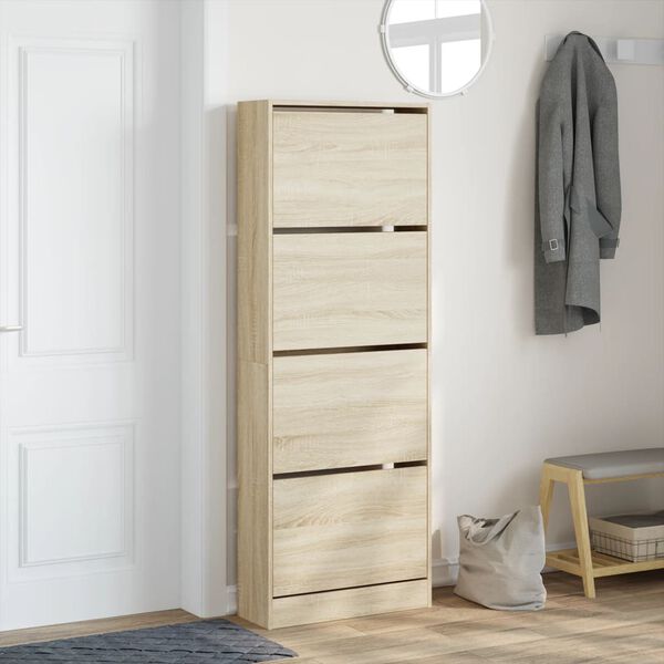 vidaXL Schuhschrank Sonoma-Eiche 60x21x163,5 cm Holzwerkstoff