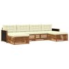 vidaXL Outdoor-Sofagarnitur 6 stk. Natur und Creme Massivholz Akazie