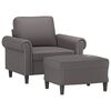 vidaXL Sessel mit Hocker Grau 60 cm Kunstleder
