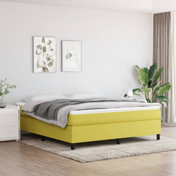 vidaXL Boxspringbett mit Matratze Gr&uuml;n 180x200 cm Stoff