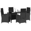 vidaXL Garten Essgruppe mit Kissen 5 pcs Schwarz Poly-Rattan