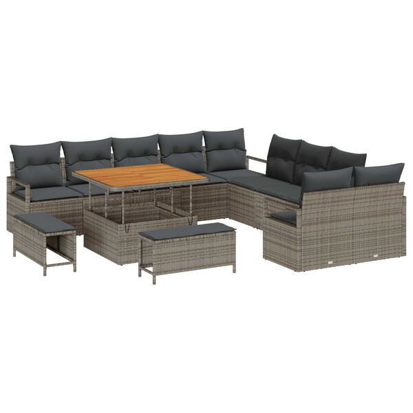vidaXL Garten-Sofa-Set mit Kissen 13 pcs Grau 100 x 100 x 71 cm