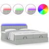 vidaXL Ottoman-Bett mit Matratzen & LEDs Hellgrau 160x200 cm Samt
