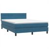 vidaXL Boxspringbett mit Matratze Dunkelblau 140x210 cm Samt