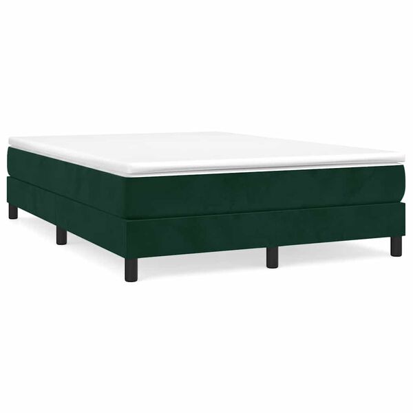 vidaXL Boxspringbett mit Matratze Dunkelgr&uuml;n 140x190 cm Samt