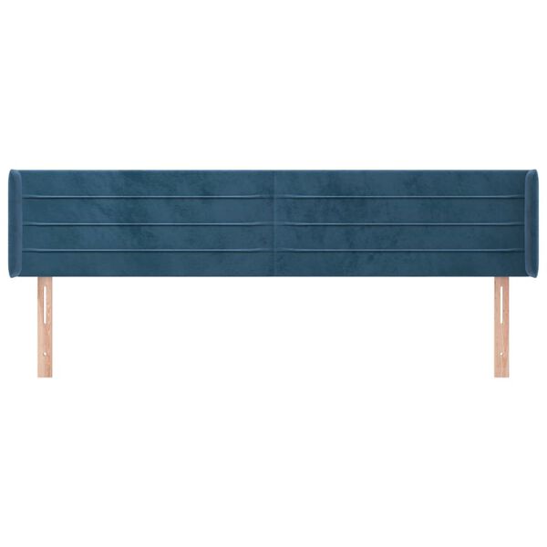 vidaXL Kopfteil mit Ohren Dunkelblau 183x16x78/88 cm Samt
