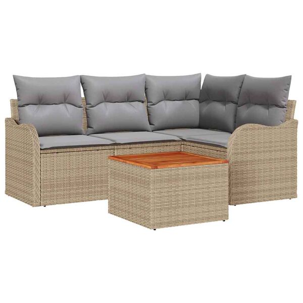 vidaXL Garten-Sofa-Set 5 pcs Beige Poly Rattan