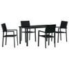 vidaXL Garten Essgruppe 5 pcs Schwarz Pulverbeschichteter Stahl