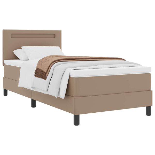 vidaXL Boxspringbett mit Matratze Cappuccino 100 x 200 cm Kunstleder