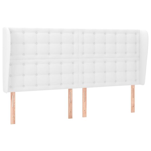 vidaXL Kopfteil mit Ohren Wei&szlig; 163x23x118/128 cm Kunstleder