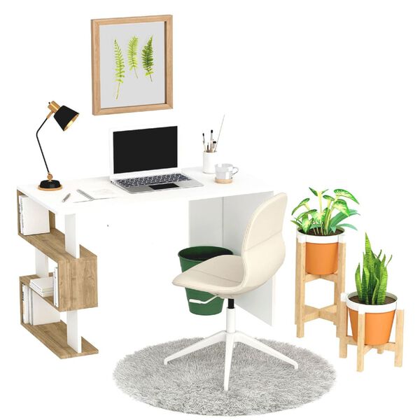 Homemania Computertisch Patara 120x60x75 cm Wei&szlig; und Walnuss