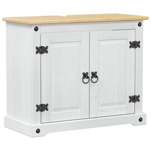 vidaXL Waschbeckenunterschrank mit Regal mit T&uuml;r Wei&szlig; 73 x 33 x 60 cm