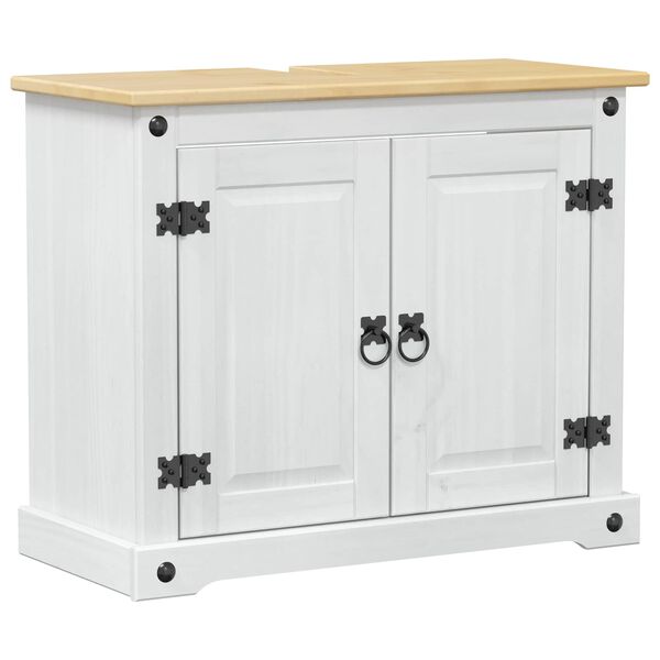 vidaXL Waschbeckenunterschrank mit Regal mit T&uuml;r Wei&szlig; 73 x 33 x 60 cm