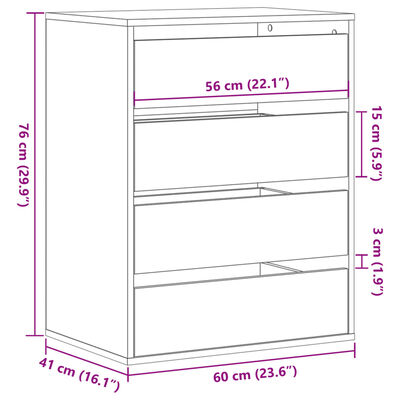 vidaXL Kommode Räuchereiche 60x41x76 cm Holzwerkstoff