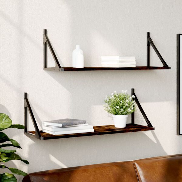 vidaXL Wandregale 2 Stk. R&auml;uchereiche 80x25x25,5 cm Holzwerkstoff