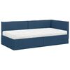 vidaXL Eckbettgestell mit Matratze mit Kopfteil 2 pcs Blau Samt