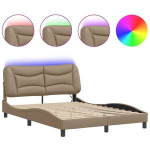vidaXL Bettgestell mit LED ohne Matratze "Hvar" Cappuccino-Braun 120x200 cm