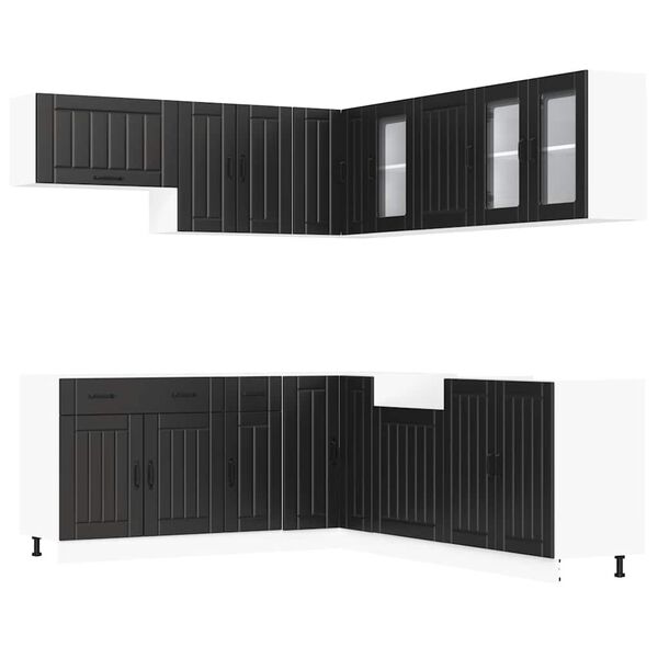 vidaXL 11-tlg. K&uuml;chenschrank-Set Lucca Schwarz Holzwerkstoff