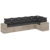 vidaXL 6-tlg. Garten-Sofagarnitur mit Kissen Hellgrau Poly Rattan