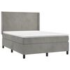 vidaXL Boxspringbett mit Matratze & LED Hellgrau 140x190 cm Samt